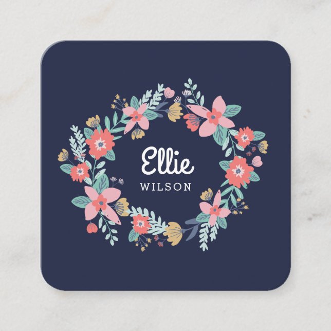 Garten-Kranz Quadratische Visitenkarte (Vorderseite)