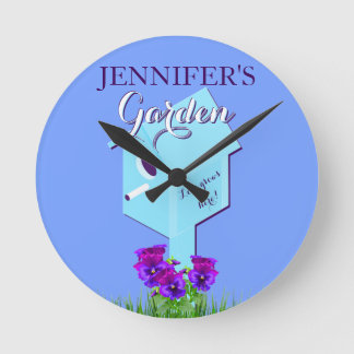 Garten "Liebe wächst hier!" Birdhouse für Mauer Runde Wanduhr
