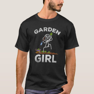 Garten Mädchen Stockfigur Gärtnerin Pflanzen Mädch T-Shirt