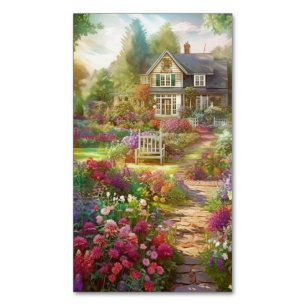 Garten mit Aquarellen Magnetische Visitenkarte