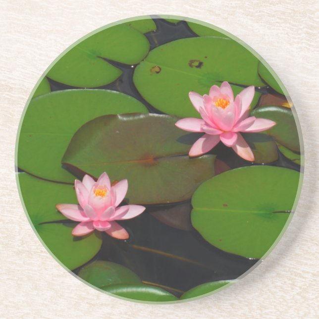 Garten mit Blütenblumen, Rosa Lotus, Getränkeuntersetzer (Vorne)