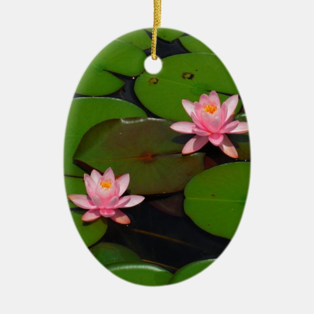 Garten mit Blütenblumen, Rosa Lotus, Keramik Ornament (Vorne)