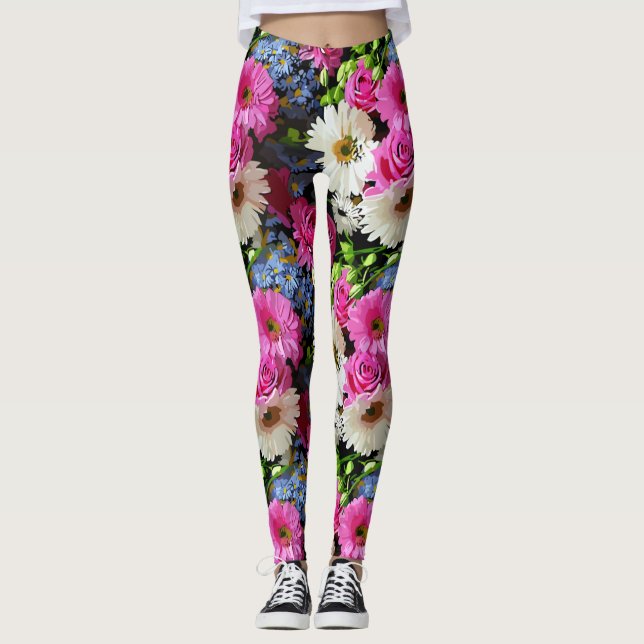 Garten mit bunten Blume Design Leggings (Vorderseite)