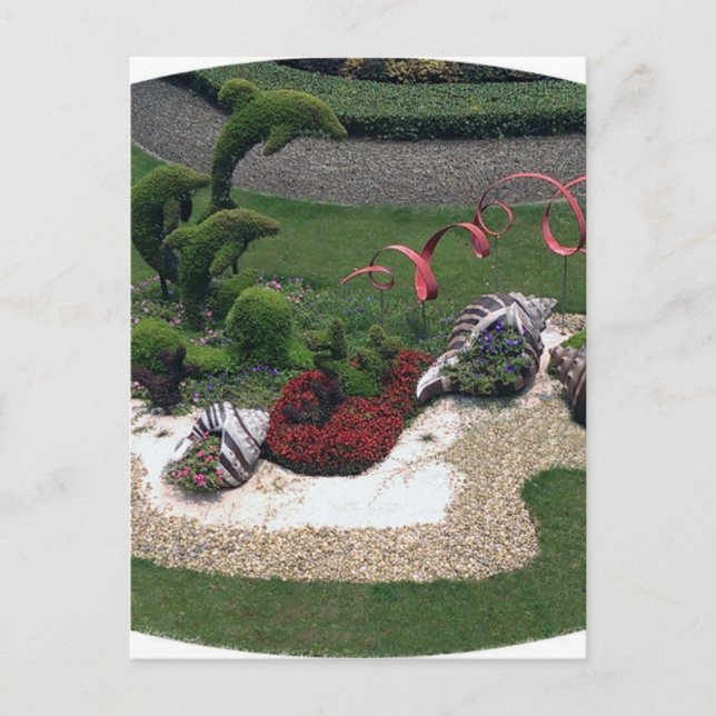 Garten mit Delphinen Postkarte (Vorderseite)