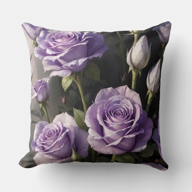 Garten mit lila Rose Kissen (Vorderseite)