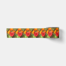Garten mit orangefarbenen und roten Blumen Satinband
