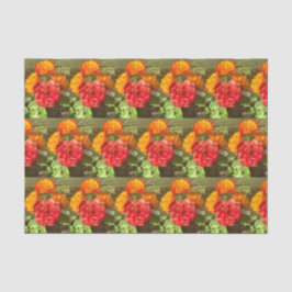 Garten mit orangefarbenen und roten Blumen Seidenpapier