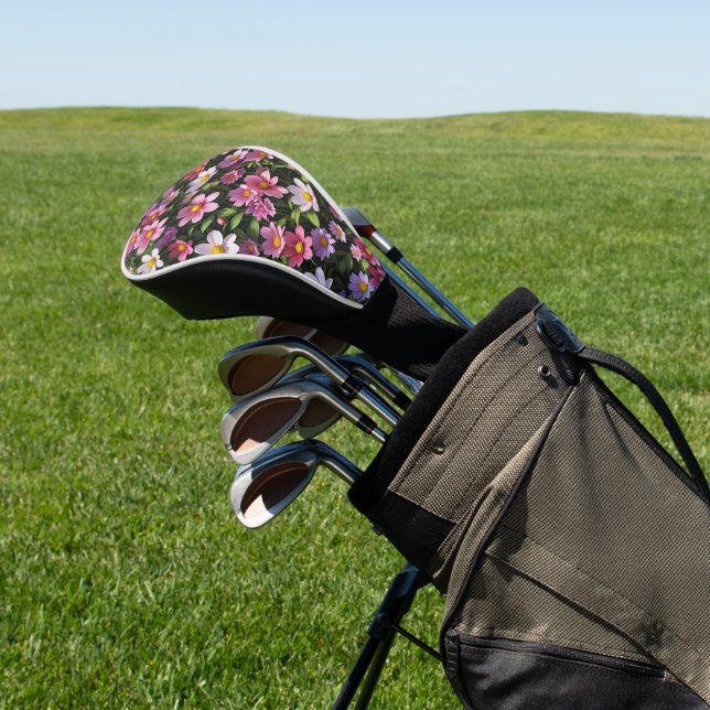 Garten mit rosa und weißen Blumen Golf Headcover (In SItu)