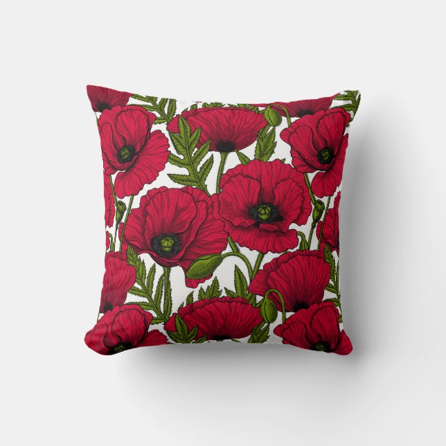 Garten mit rotem Mohn 2 Kissen (Vorderseite)