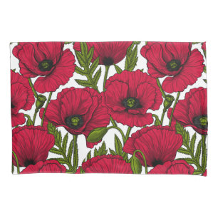 Garten mit rotem Mohn 2 Kissenbezug