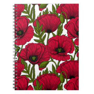 Garten mit rotem Mohn 2 Notizblock