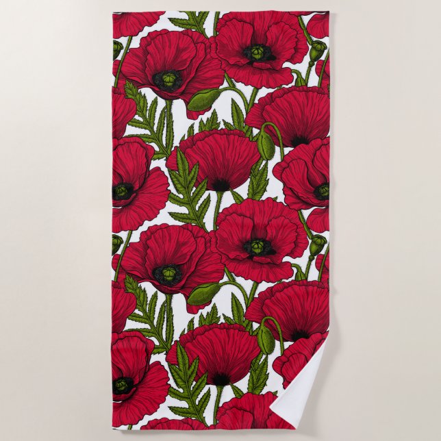 Garten mit rotem Mohn 2 Strandtuch (Vorderseite)