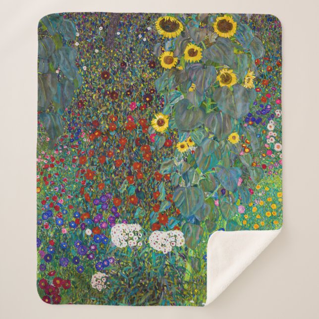 Garten mit Sonnenblumen | Gustav Klimt | Sherpadecke (Vorderseite)