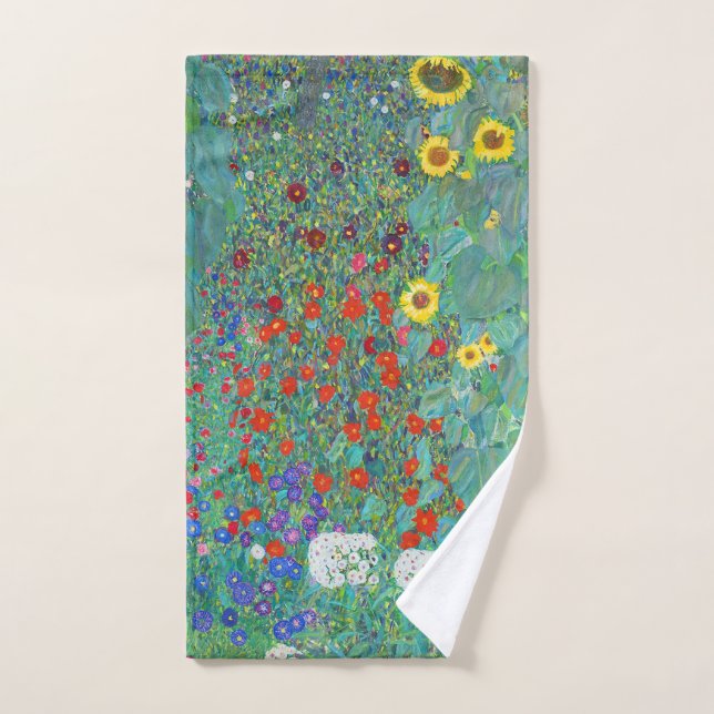 Garten mit Sonnenblumen von Gustav Klimt Handtuch (Handtuch)