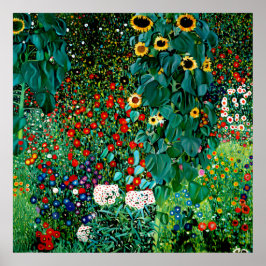 Garten mit Sonnenblumen von Gustav Klimt Poster