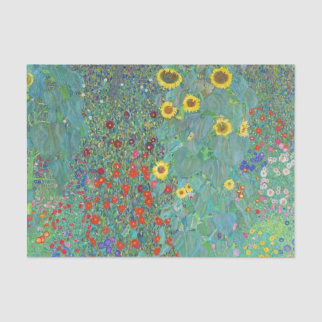 Garten mit Sonnenblumen von Gustav Klimt   Seidenpapier (Vorderseite)