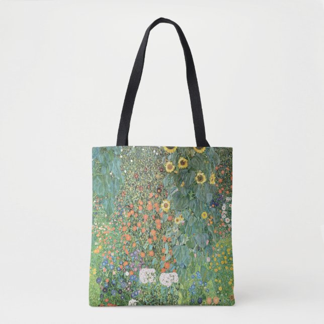 Garten mit Sonnenblumen von Gustav Klimt Tasche (Vorderseite)