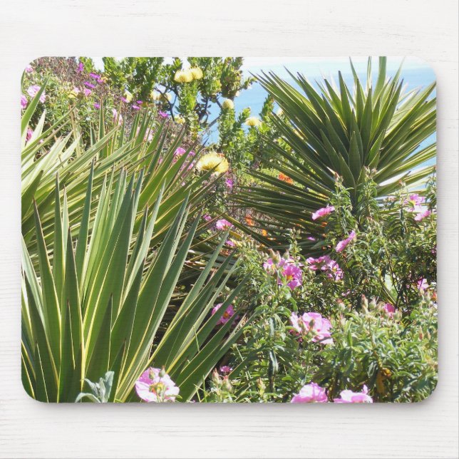 Garten mit Vielzahl der Pflanzen und der bunten Mousepad (Vorne)