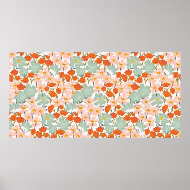 Garten mit wunderschönen handgezeichnet Blume in R Poster (Vorne)