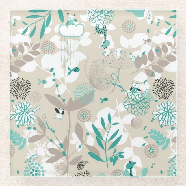 Garten-Muster Glasuntersetzer (Vorderseite)