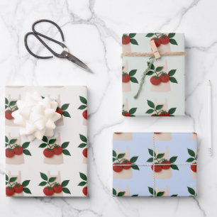 Garten Obst und Gemüse Einwickelpapier   Schürzen  Geschenkpapier Set
