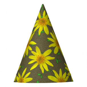Garten-Party-Gelb-Blume auf irgendeiner Farbe Partyhütchen
