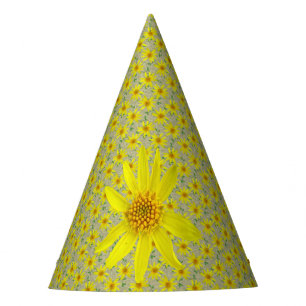Garten-Party-Gelb-Blumen auf irgendeiner Farbe Partyhütchen
