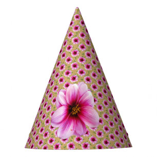 Garten-Party-Rosa-Blume auf irgendeiner Farbe Partyhütchen