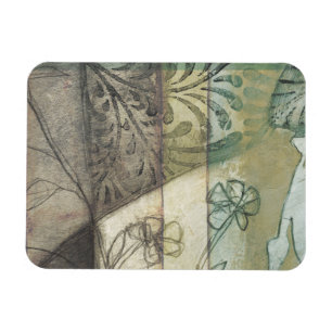 Garten-Platte mit Blätter, Blumen und Gras Magnet