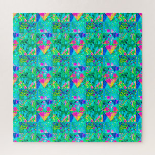 Garten-Quilt-Malerei mit Hortensie und Blautönen