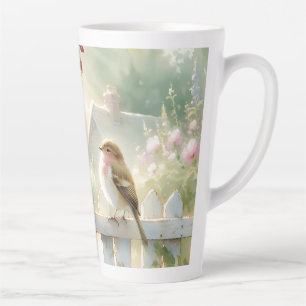 Garten-Rosen-Vogel-Aquarellszene Milchtasse