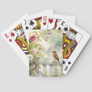 Garten-Rosen-Vogel-Aquarellszene Spielkarten