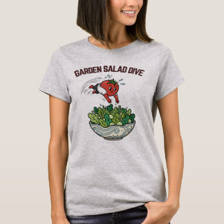 Garten-Salat-Sprung Lustiger Tomate Retro-Cartoon T-Shirt