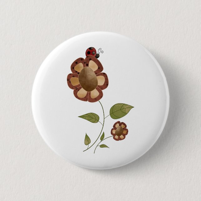 Garten-Sammlung · Blume mit Marienkäfer Button (Vorderseite)