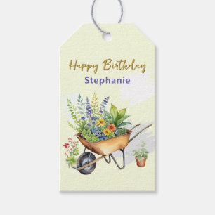 Garten Schubkarre mit Blumen Alles Gute zum Geburt Geschenkanhänger
