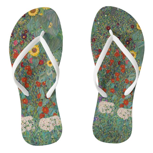 Garten Sonnenblumen von Gustav Klimt Malerei Flip Flops (Fußbett)