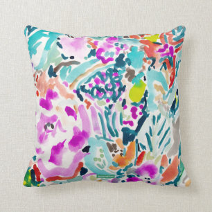 GARTEN-SOSSE buntes Aquarell mit Blumen Kissen