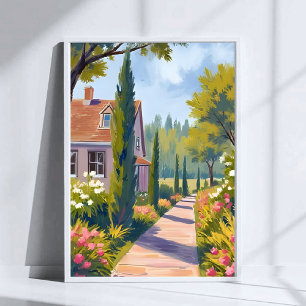 Garten Spaziergang   Ölmalerei Floral Wasserfarben Poster