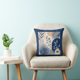 Gärten Syracuse Abstract Navy Leaf Kissen