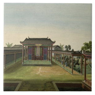 Garten-Szene, c.1820-40 (w/c auf Papier) 2 Fliese