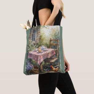 Garten-Tee-Morgen im Cottage-Wasserfarbenstil Tasche