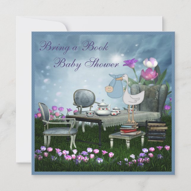 Garten-Tee-Party holen eine Buch-Baby-Dusche Einladung (Vorderseite)