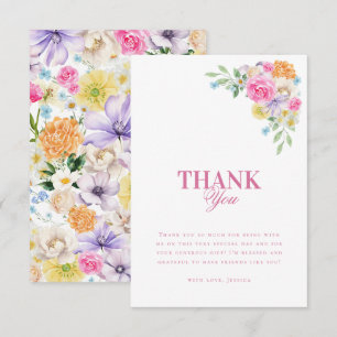 Garten-Teeparty-Aquarell-Blumen-Brautabschiedspart Dankeskarte