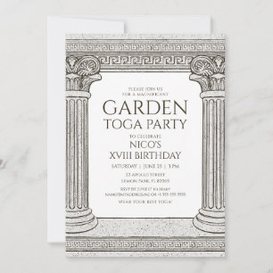 Garten-Toga-Party-Einladung mit Steinsäulen Einladung