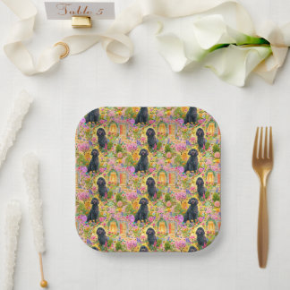 Garten Toile de Jouy Papierplatten - Goldendoodle Pappteller