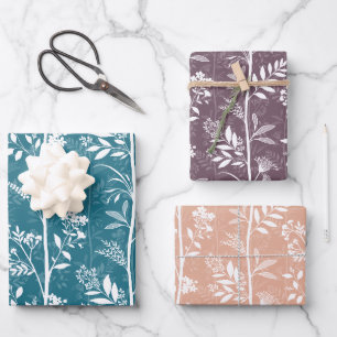 Garten Traum Verfeinerte Florale Silhouetten Geschenkpapier Set