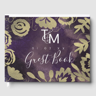 Garten Traumhafte Rose Faux Gold Splash Hochzeit Gästebuch