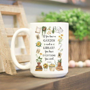 Garten- und Bibliothekszitat Sonnenblume und Kräut Kaffeetasse