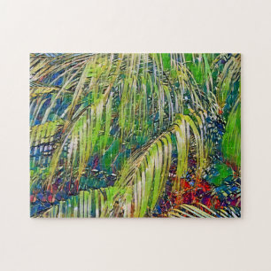 Garten- und Palmenbaum-Tropenkunst-Puzzle