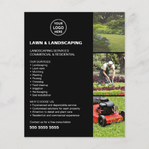 Garten- und Rasenpflege-Dienstleistungen Schwarzes Flyer